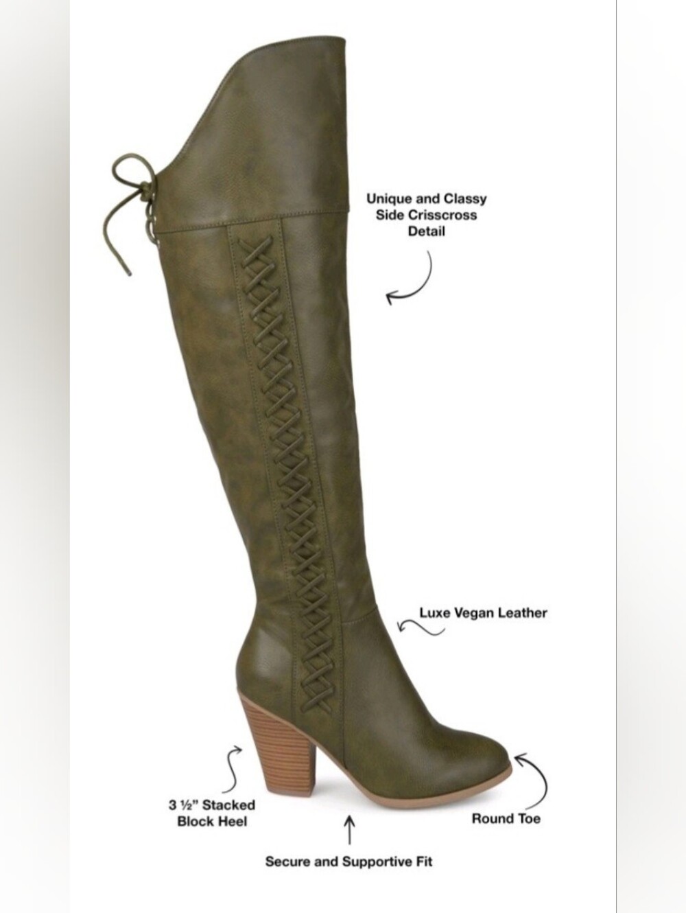 Journee Collection Olive Lace-Up Over-the-Knee Stacked Heel Boots Size 8 - Picture 2 of 15